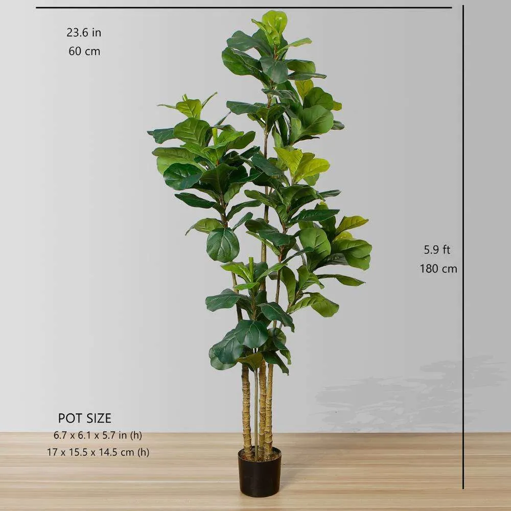 Planta rica em vasos de folhas artificiais de violino (tamanho múltiplo）