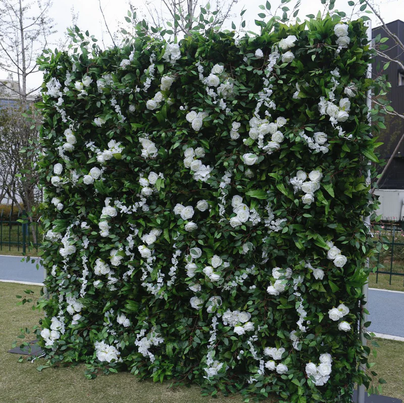 Tecido artificial verde da parede de flor Cantar cenário floral para festa