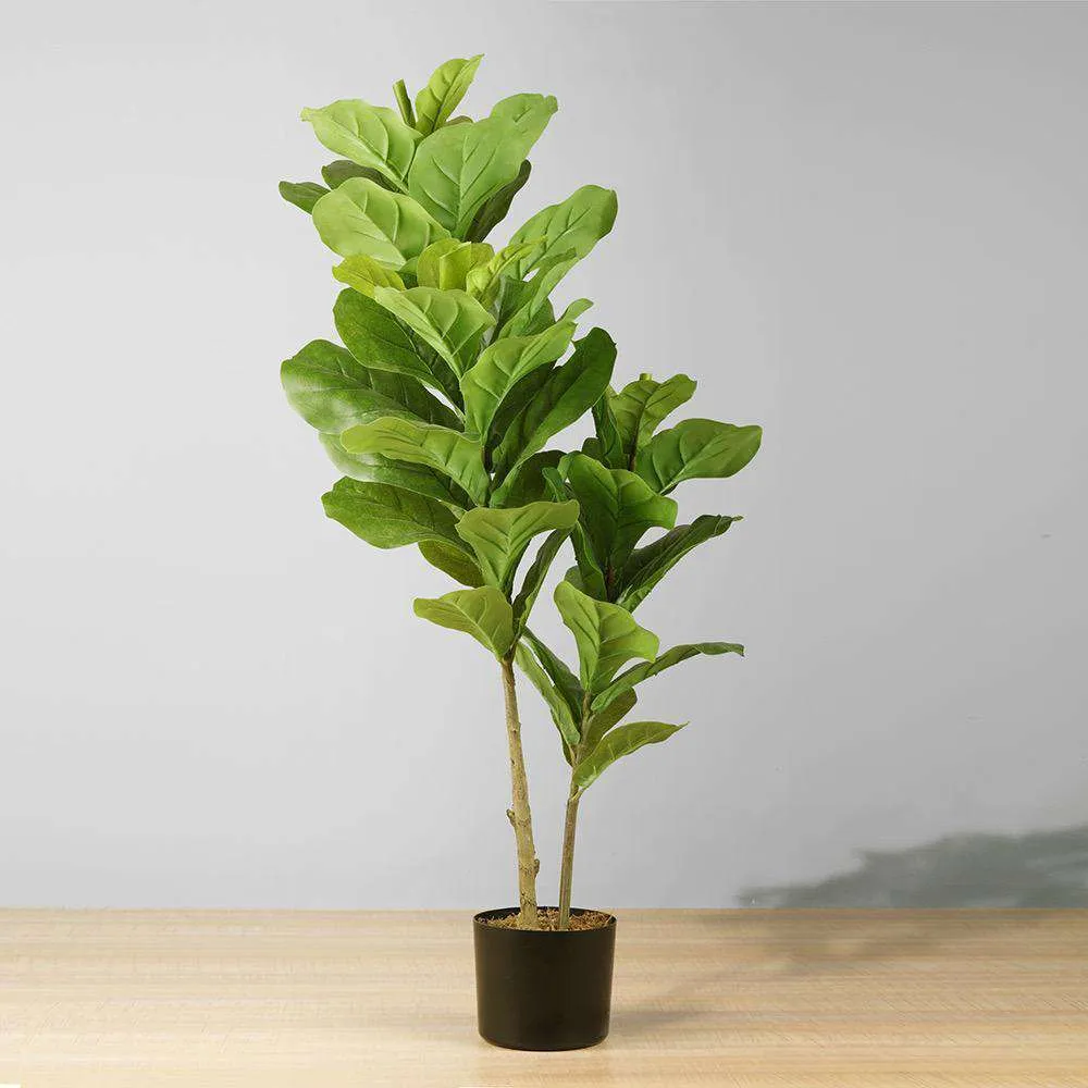 Planta rica em vasos de folhas artificiais de violino (tamanho múltiplo）
