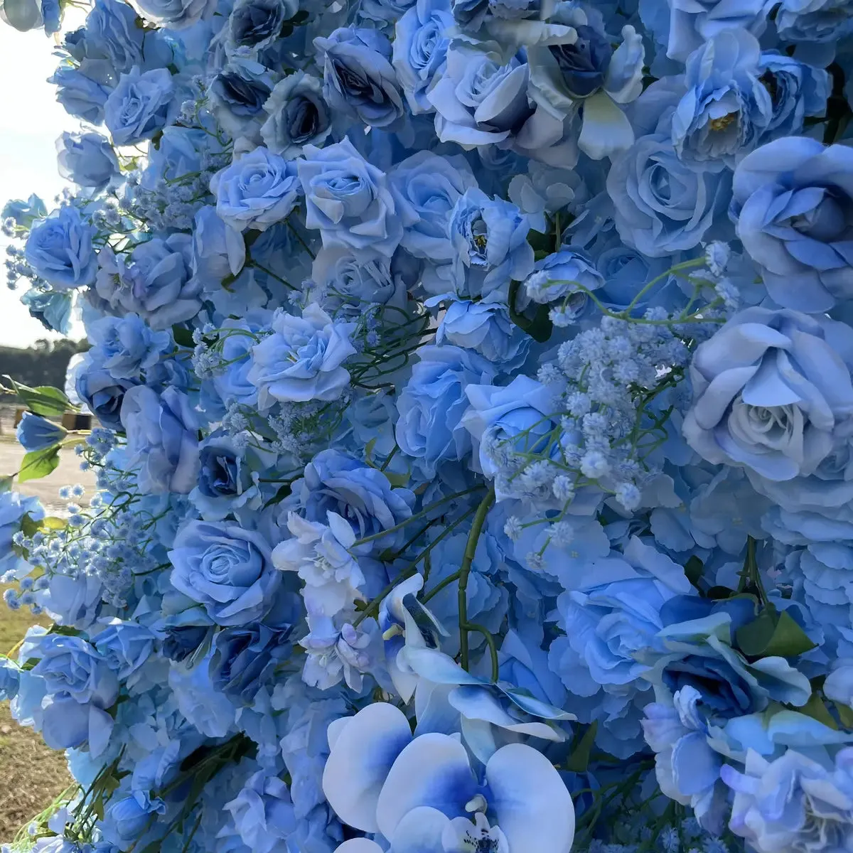 Ybliouke Flower Wall Fabric Rolling Up Curtain Floral Backdrop Wedding Party Proposal Decor