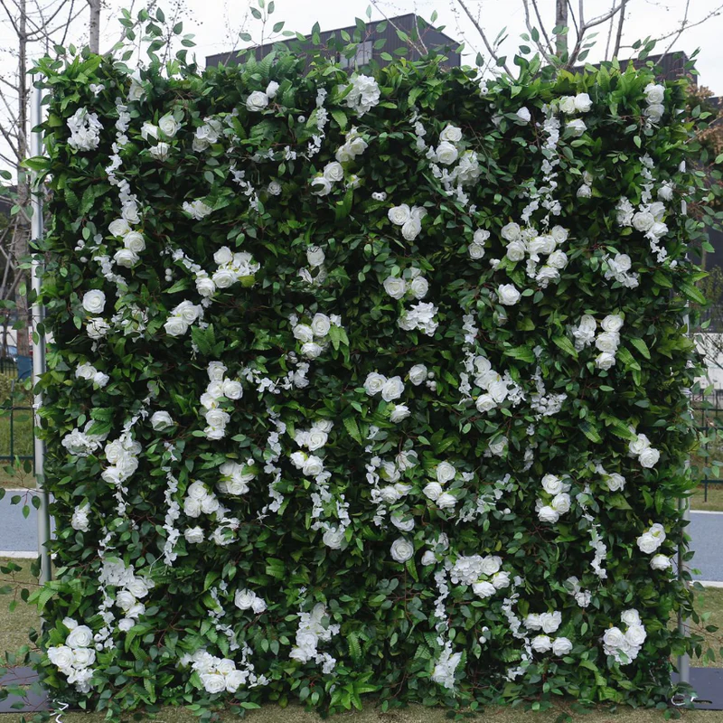 Tecido artificial verde da parede de flor Cantar cenário floral para festa