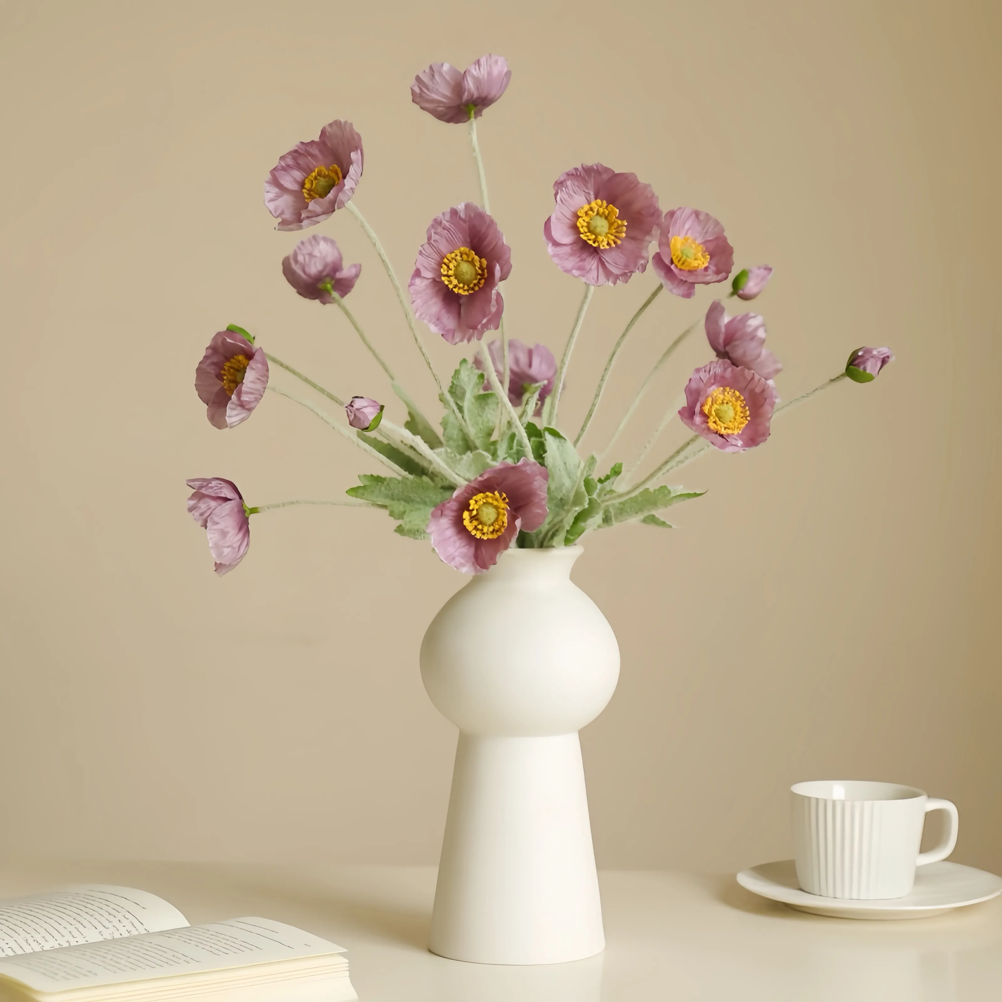 Arranjo de flores de papoula em Faux
