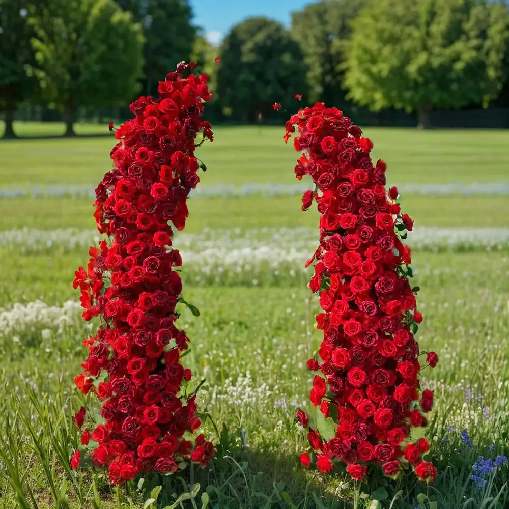 Pilares florais do arco de flores para decoração de festa, incluindo quadro