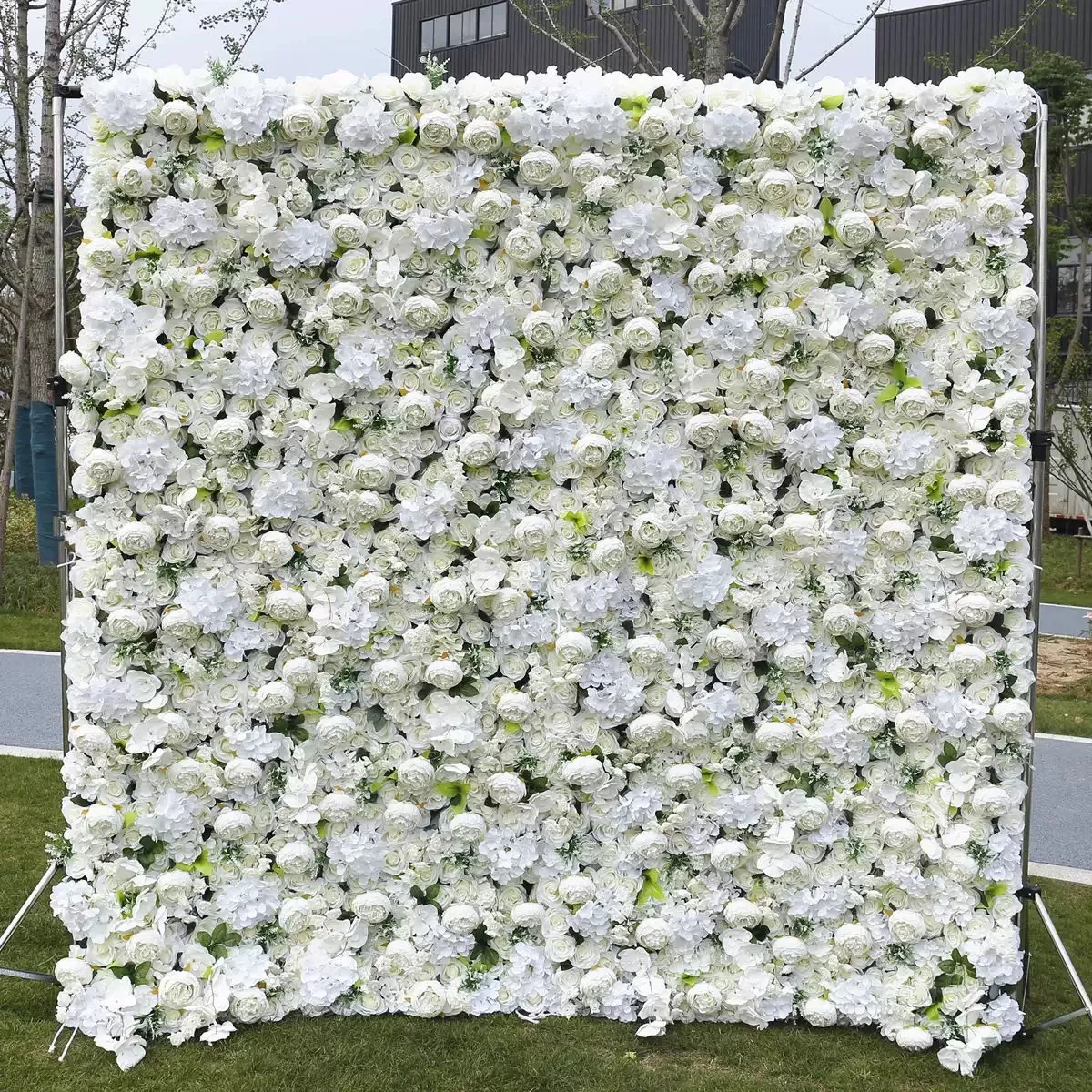 Ybliouke Flower Wall Fabric Rolling Up Curtain Floral Backdrop Wedding Party Proposal Decor