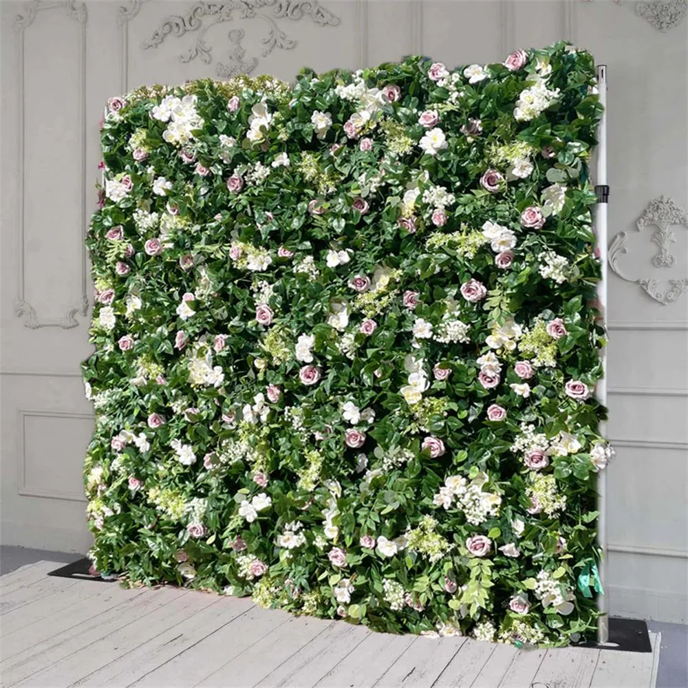 Tecido artificial verde da parede de flor Cantar cenário floral para festa