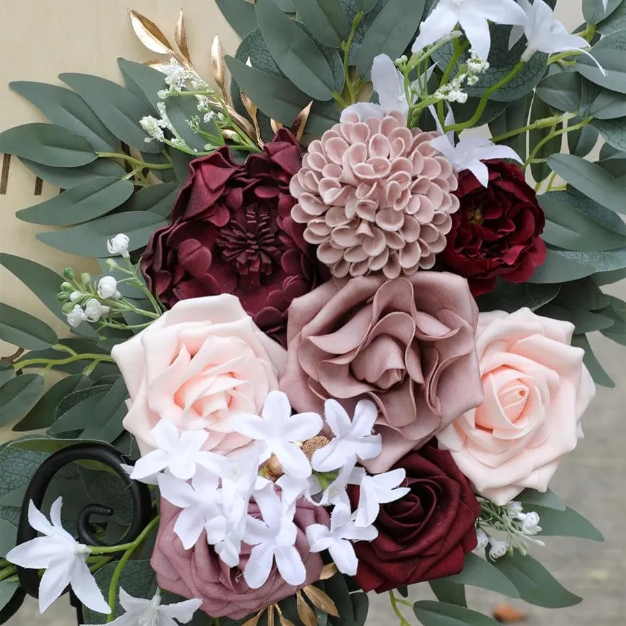 Sinalização sênior flor cinza rosa e bordô
