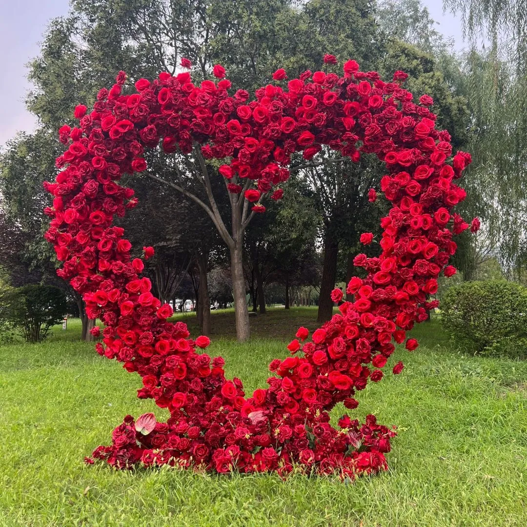 Ybliouke em forma de coração arco floral conjunto proposta decoração de festa de casamento
