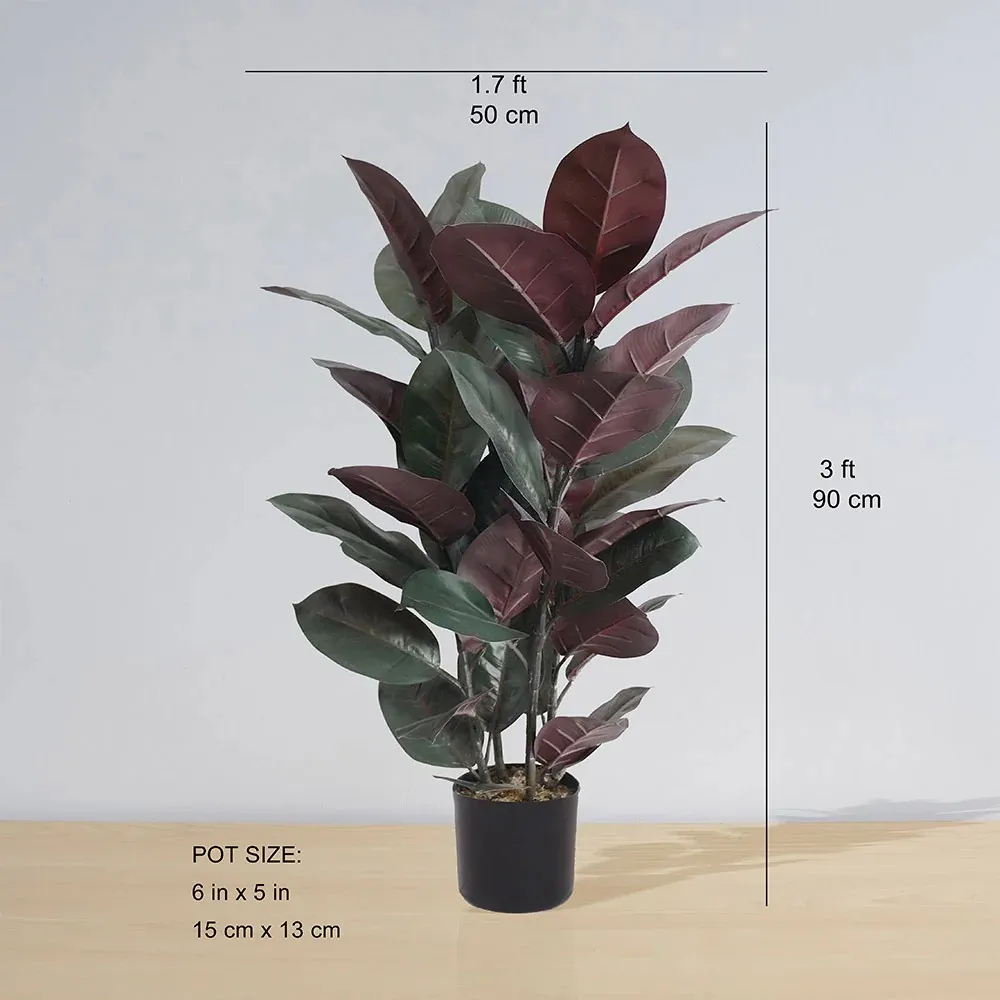 Planta em vaso de borracha artificial