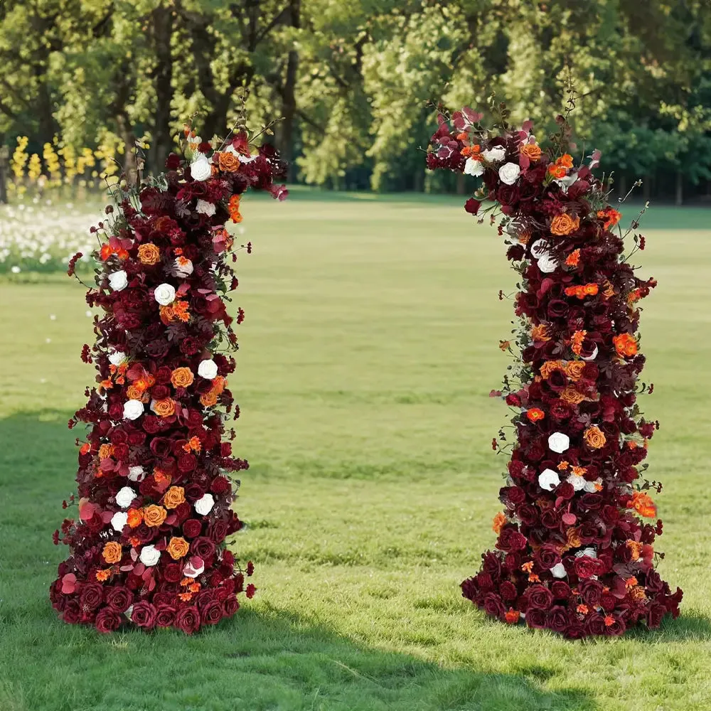 Pilares florais do arco de flores para decoração de festa, incluindo quadro