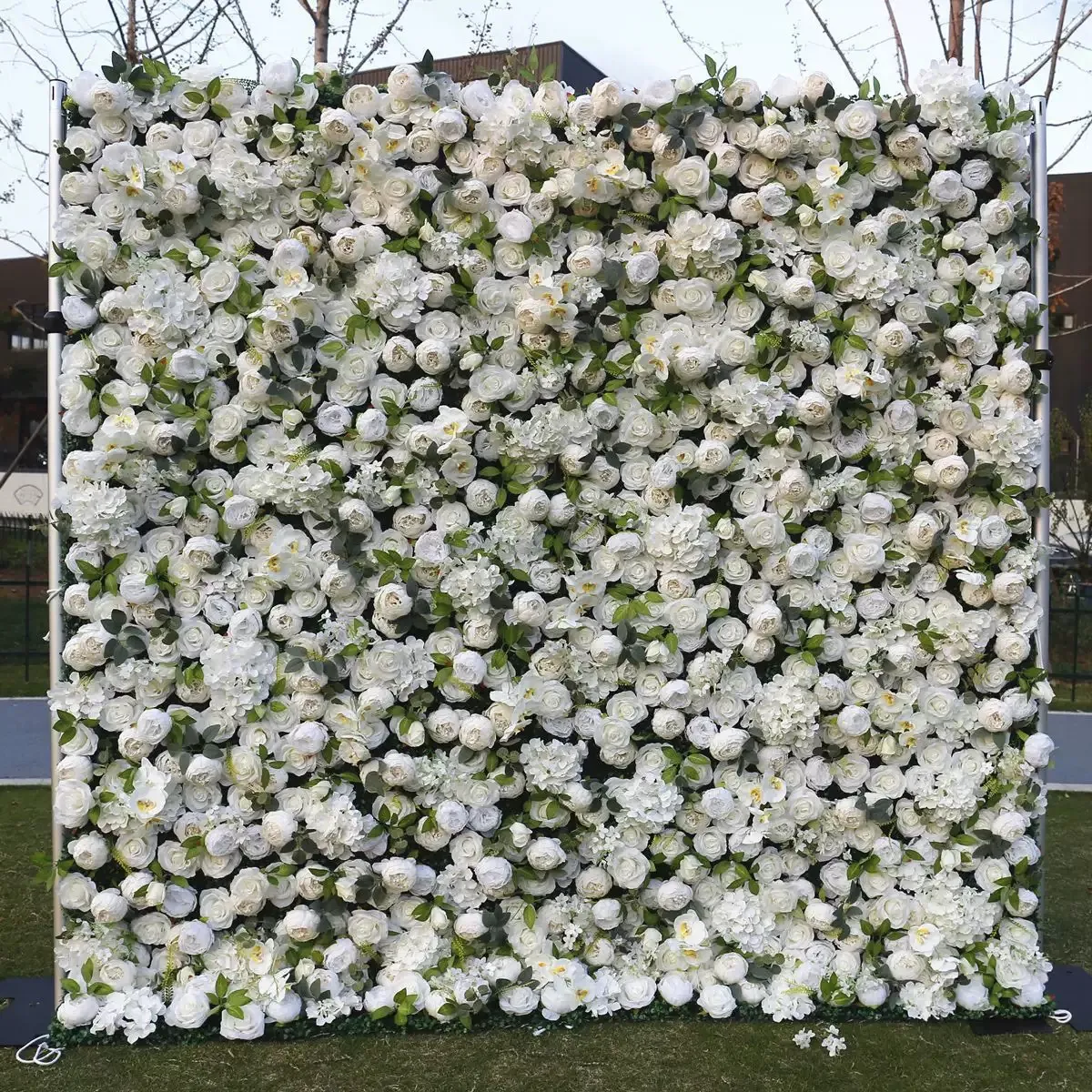 Ybliouke Flower Wall Fabric Rolling Up Curtain Floral Backdrop Wedding Party Proposal Decor